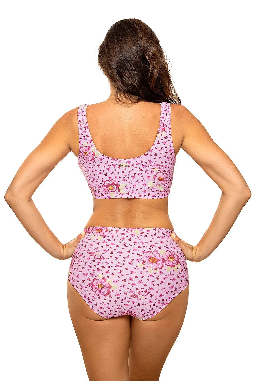 Maillot de bain deux pièces lycra tropical exotique floral élégant plage été femme tendance mode