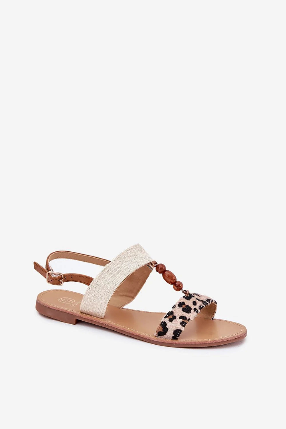 Sandales élégantes pour femmes, style moderne, motifs léopard, perles marron, confortables, ajustement parfait, idéales pour l'été, cuir synthétique, textile, semelle douce, taille 36-40