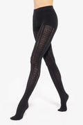 collant Gatta Fabiane noir motif tressé vertical ajouré panneaux latéraux oeillets maille tricotée extensible maintien gainant taille haute
