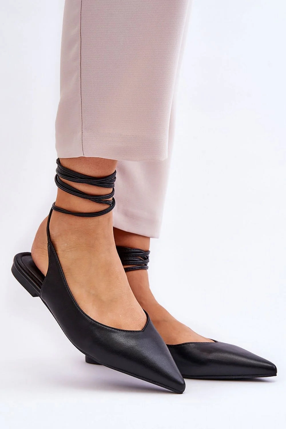 Ballerines plates design élégant cuir écologique lanières ajustables talon plat semelle antidérapante femmes occasion décontractée