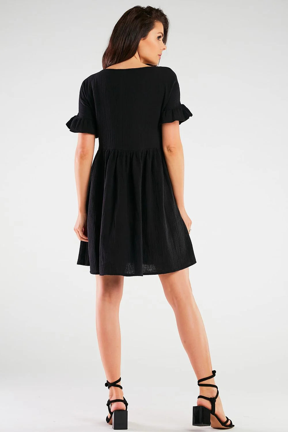 Robe de jour féminine Infinite You en coton élastique, manches courtes, taille haute, évasée, noire, confortable, printemps-été, femme, Pologne