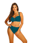 Maillot de bain deux pièces moderne style bandeau tissu synthétique bleu-vert profond soutien optimal femmes plage piscine accessoires assortis