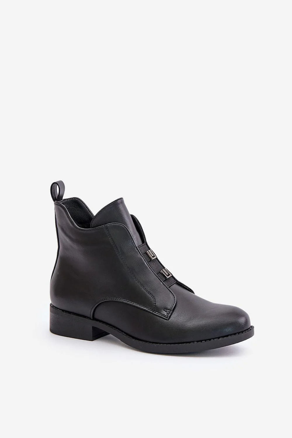 Bottines pour femmes en cuir noir élégantes style moderne coupe mi-haute talon confortable occasion quotidienne et habillée