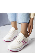 Baskets Solea pour femmes design moderne épuré blanc rose semelle caoutchouc fermeture lacets confort