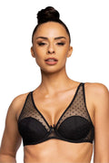 Soutien-gorge sexy push-up tulle points noirs bijou ajustables femmes élégance soirée quotidien