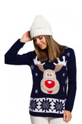 Pull de Noël tricoté acrylique festif amusant motifs rennes flocons neige parfait pour hiver