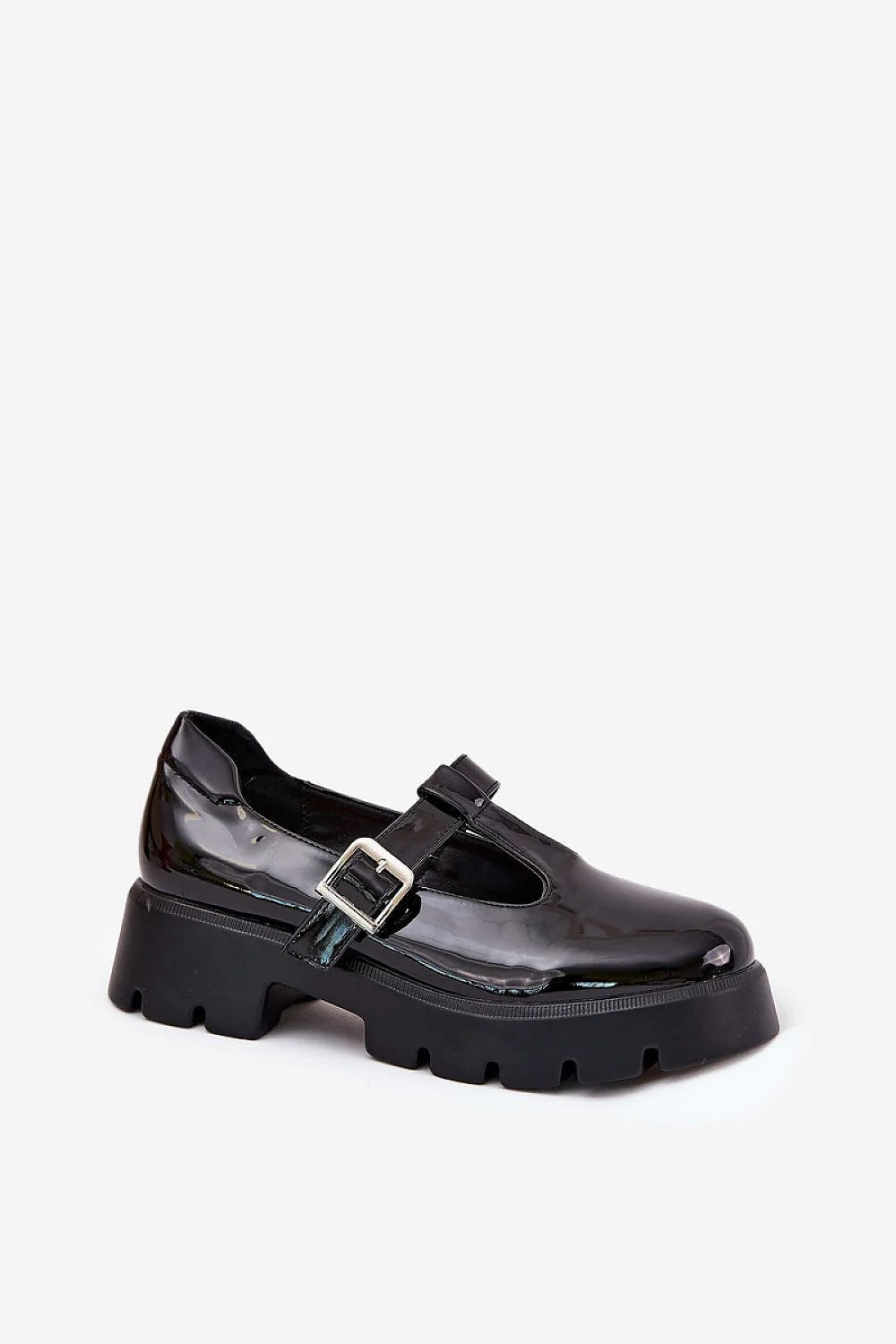 Chaussures basses élégantes pour femme, cuir artificiel verni, design rétro moderne, Mary Jane, plateforme, talon plat, style audacieux, confortable, mode