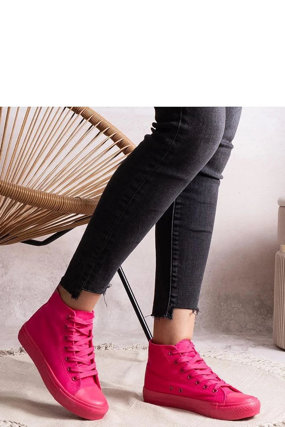 Baskets montantes Solea pour femme, style urbain, couleurs vives, tige en toile, semelle en caoutchouc, fermeture à lacets, confort tout le jour