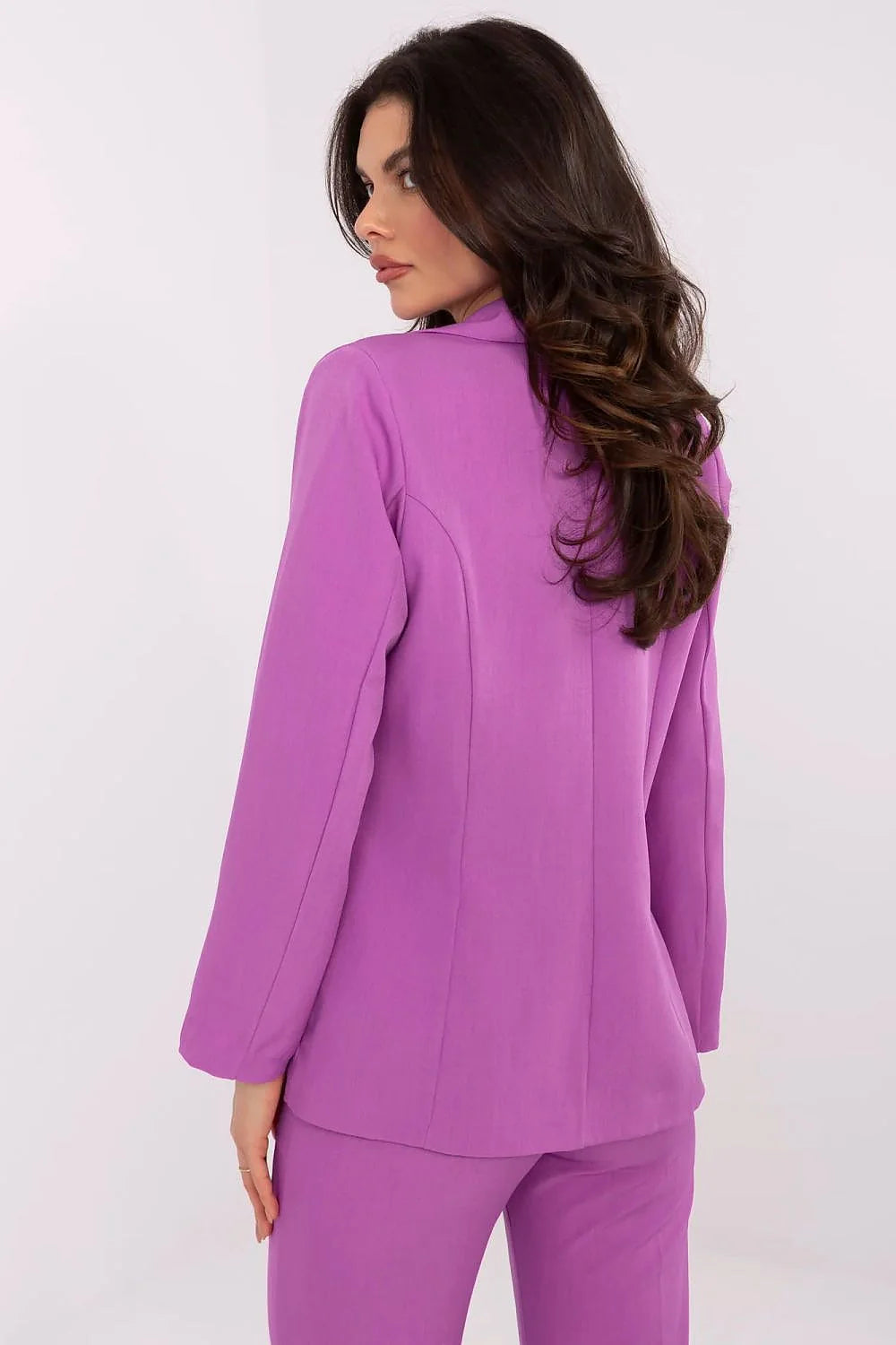 Veste Italy Moda classique élégance style moderne coupe ajustée manches longues teinte violette Polyester/Coton taille ajustable femme