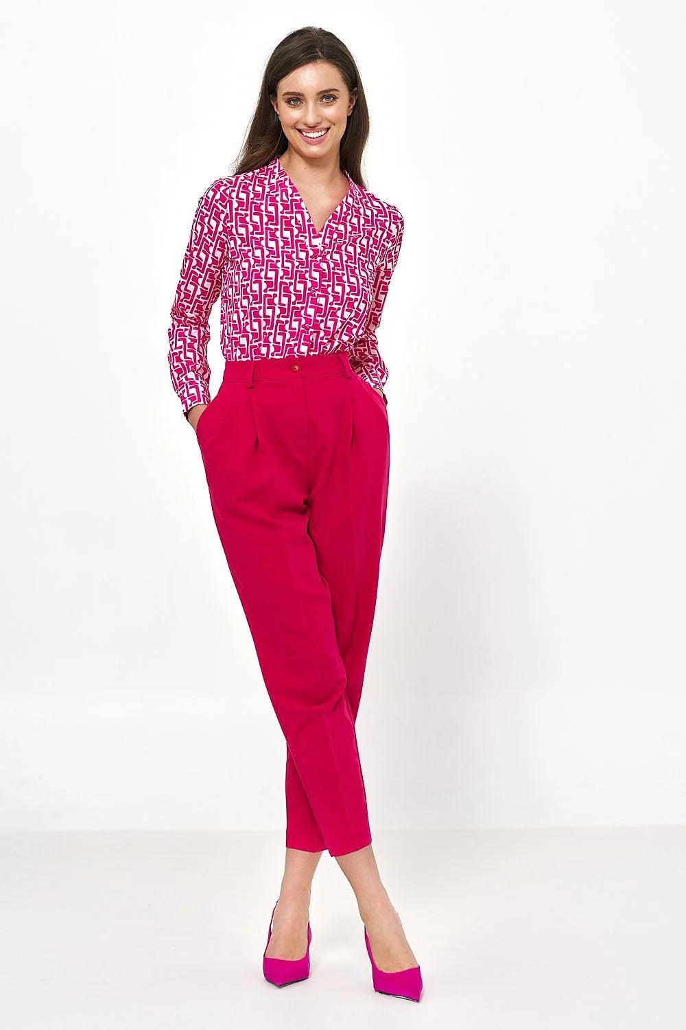Chemise femme élégante manches longues coupe ajustée vert émeraude soie polyester Nife style professionnel soirées travail