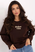 sweatshirt femme oversize coton polyester doux confortable coupe ample col rond manches longues impression frontale légèrement doublé urbain décontracté