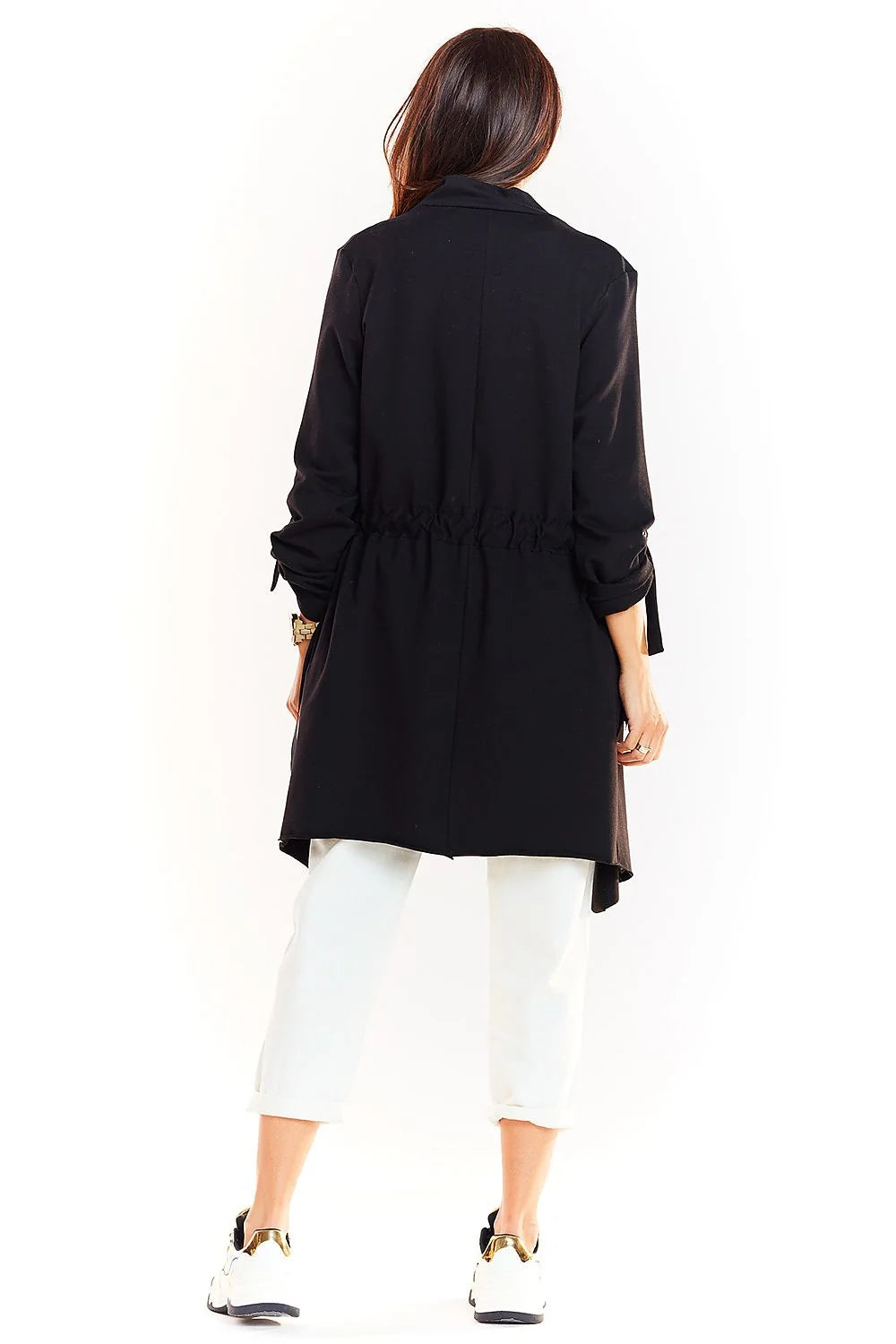 Veste drapée femme polyester viscose beige moderne manches longues rubans décontractée chic mi-saison
