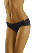 Culotte femme noire microfibre dentelle ajourée sexy confortable taille basse invisible sous vêtements élégants