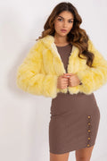 Veste pour femme en fausse fourrure jaune vif design court ample polyester durable automne hiver vestes transitionnelles occasions multiples