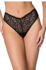 Culotte de lingerie féminine en dentelle noire motif floral géométrique taille haute finition festonnée élastique confortable pour femmes