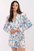 Ensemble Italy Moda pour femme, style moderne élégant, robe blazer floral, coupe ajustée, manches longues, épaules structurées, finitions soignées