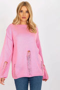 Pull féminin moderne Chandail Badu acrylique rose vif coupe ample détails distorsion manches longues femme