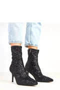 bottines pailletées noires scintillantes bout effilé talon aiguille élancé tige 18cm mimollet fermeture éclair latérale doublure confortable soirée cocktail glamour