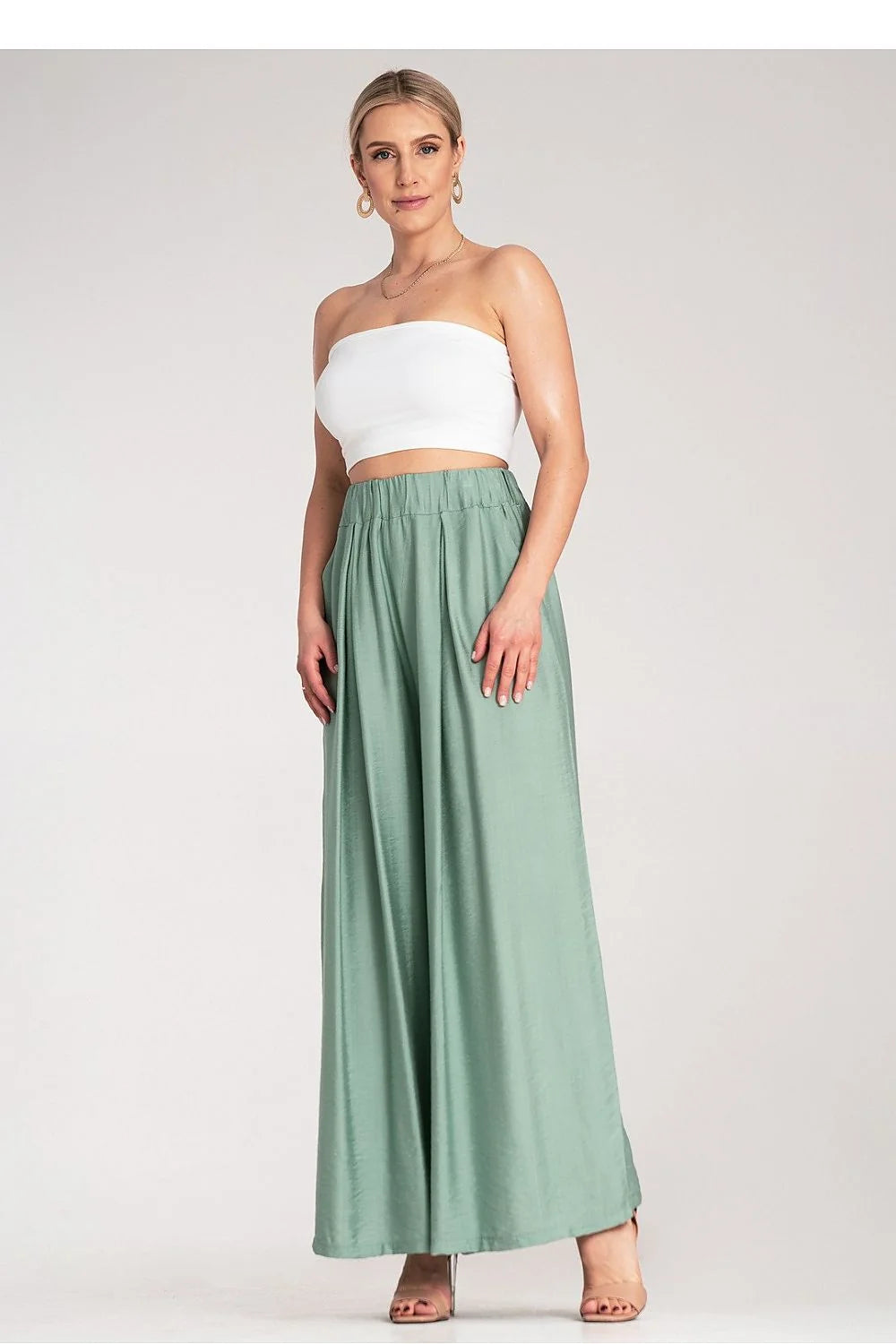 Pantalon femme large décontracté plis taille haute ceinture élastique viscose élégant confortable robe de plage tenue estivale couleurs pastel