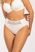 Ensemble lingerie féminine haut de gamme soutien-gorge bustier culotte taille haute dentelle blanche matelassé satiné