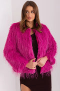 Veste audacieuse femme fourrure imitation courte manches longues couleur fuchsia style moderne occasion spéciale