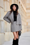 Blazer femme Roco Fashion oversized gris matériau haute qualité double boutonnage épaules larges style moderne
