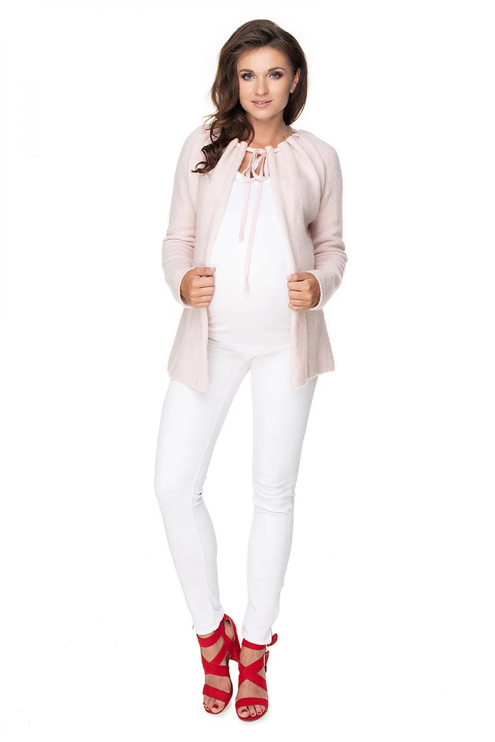 Cardigan de grossesse en acrylique et polyamide, style casual, respirant, doux, idéal futures mamans