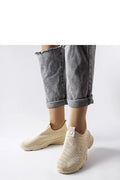 Chaussures de sport pour femmes style décontracté tige basse maille respirante semelle en caoutchouc logo M beige clair