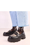 mocassins femme cuir écologique confortables design moderne insert python beige empeigne noire bout rond talon45mm plateforme crantée urban rock