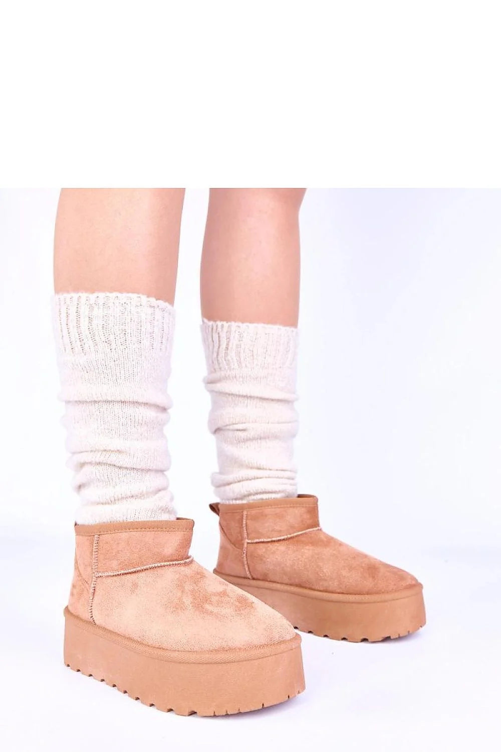 bottes neige marron plateforme fourrure doublée Gemre femme daim cheville sanslacets semelle crantée antidérapante confortable chaude élégante