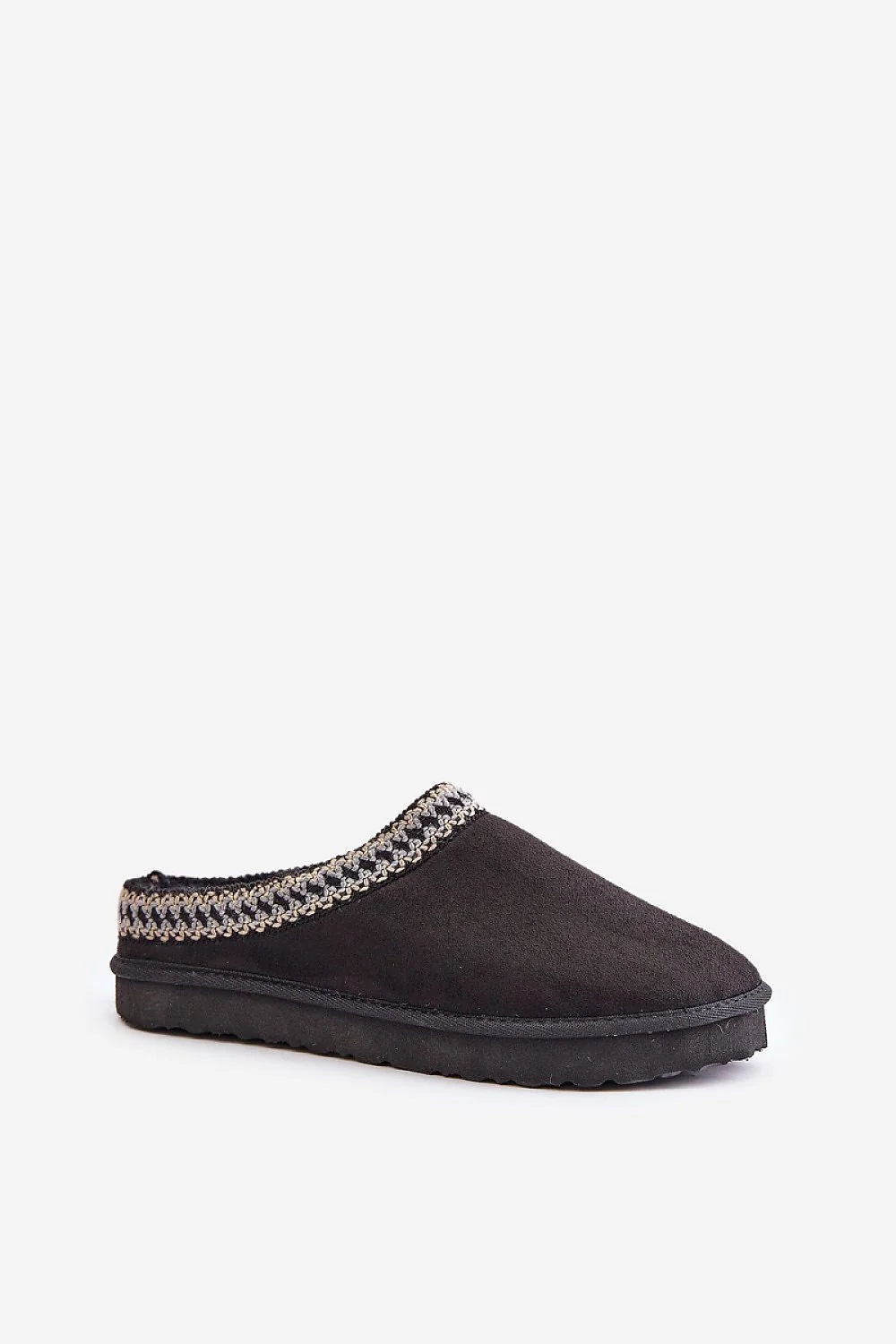 Mules femmes modernes confortables cuir synthétique noir_trim tricot gris blanc ajustement facile semelle antidérapante style casual intérieur doux sans lacets femme
