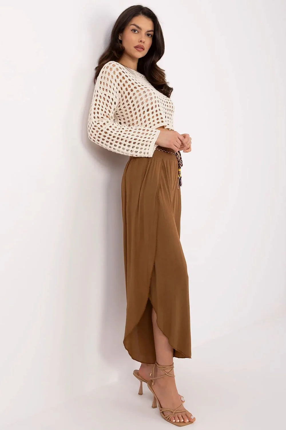 Tenue féminine deux pièces pantalon femme Och Bella haut tricoté jupe longue style bohème