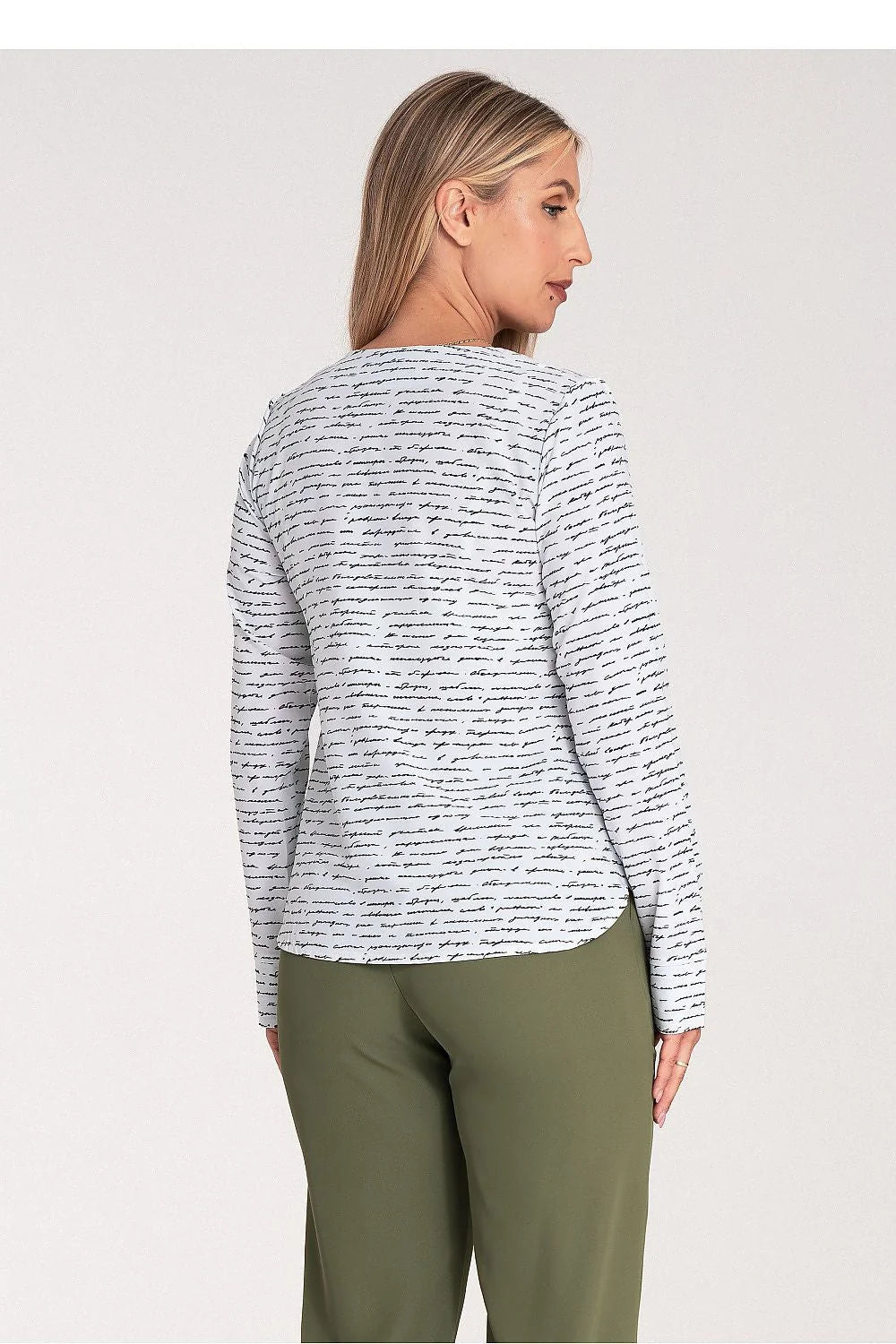 Chemise à manches longues pour femmes V-neck motifs abstraits tissu léger matière douce coupe ajustée occasion professionnelle ou décontractée