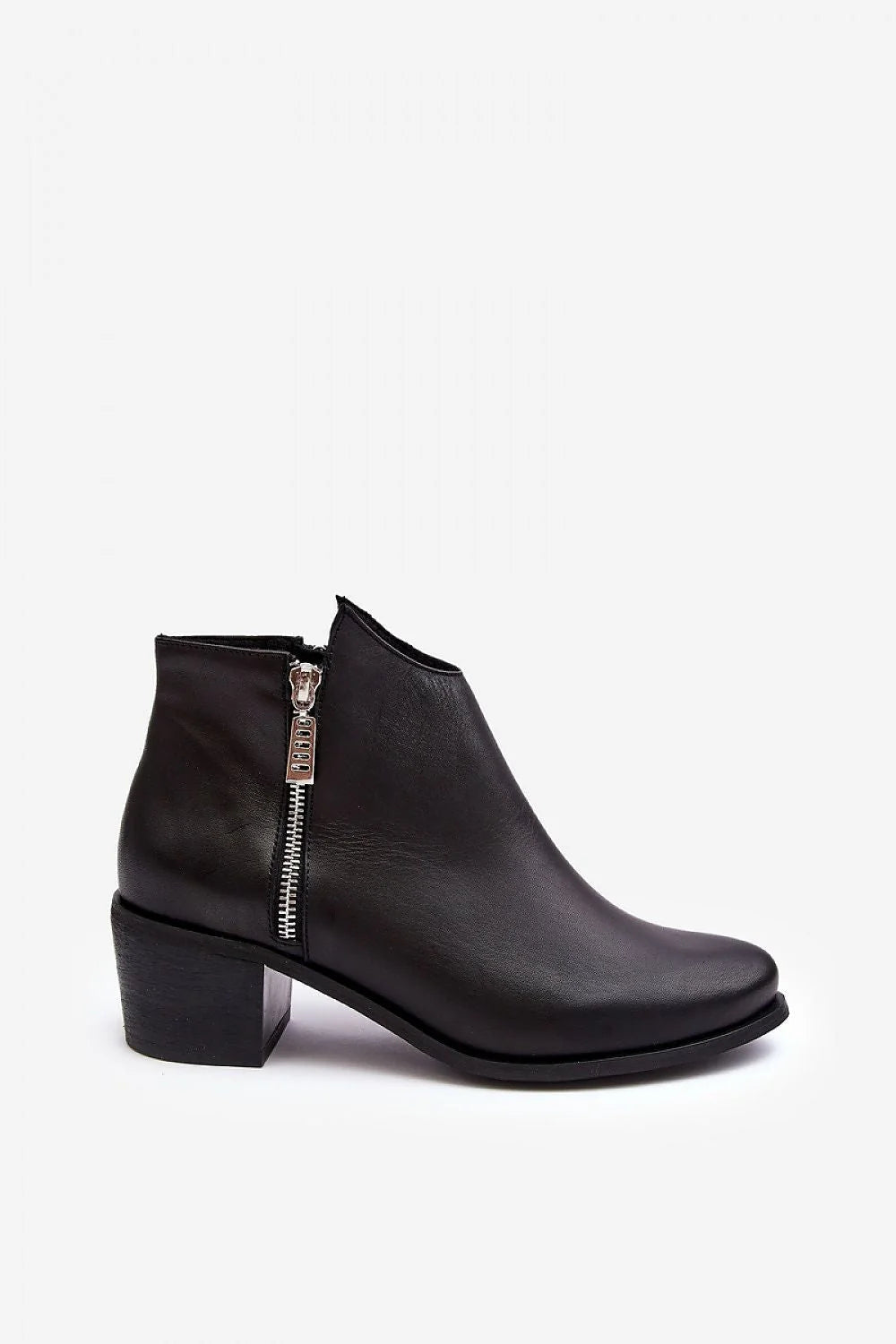 Bottines basses femmes cuir noir design élégant talon carré 5.5 cm zips latéraux confortable mode urbaine quotidien