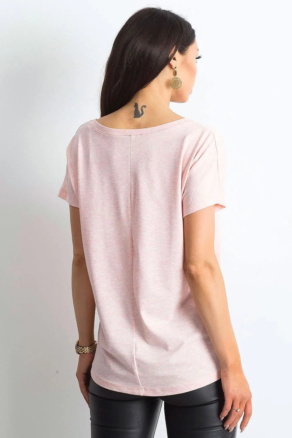 T-shirt femme loose manches courtes col V couleur verte vif coton elastane taille ajustable S M L XL XS