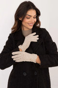 Gants élégants pour femme en beige clair, tricot, boutons décoratifs, style intemporel, idéal pour l'automne-hiver, manches longues, doux, confortable, cadeau inclut