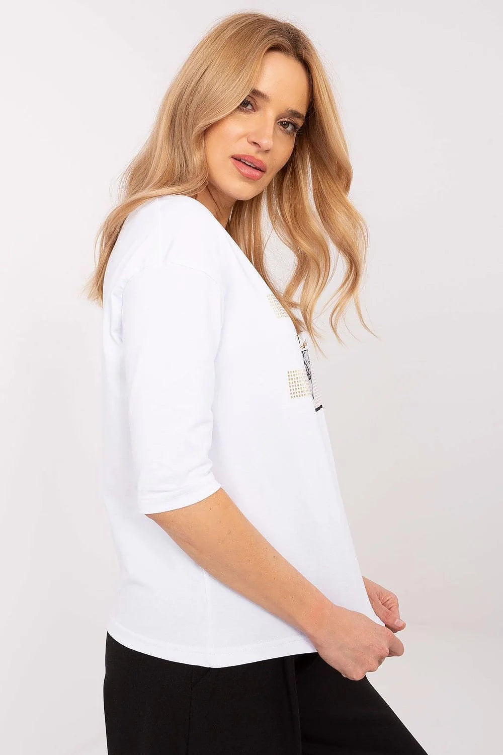 T-shirt femme style décontracté motif artistique cœur dentelle doré FREE SPIRIT Kind Heart coton respirant manches courtes ample