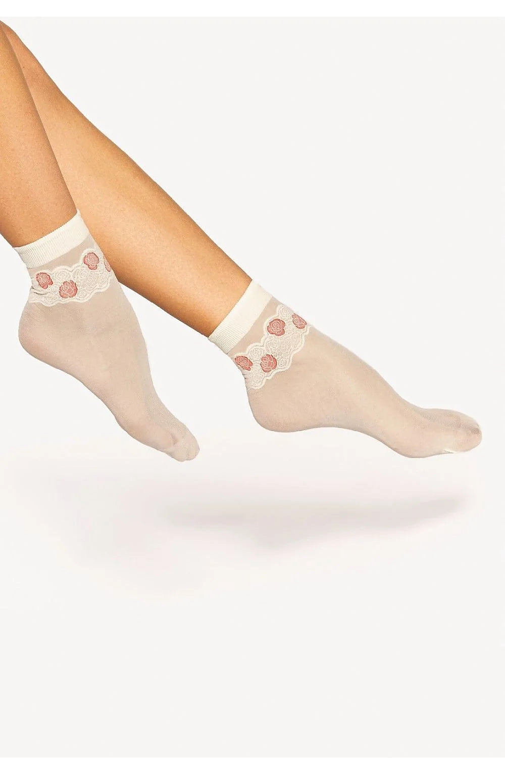 Chaussettes Gatta hautes élégantes en 15 DEN dentelle motifs floraux beige blanc maintien confortable femmes