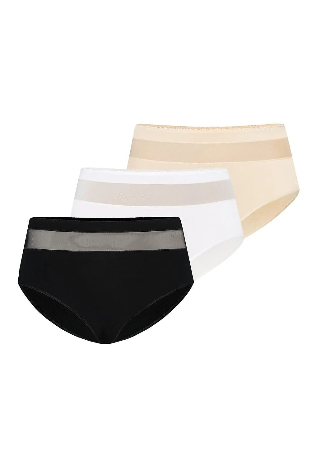 culotte haute noire coton Lycra maille transparente tulle élastique taille large plate finitions lissantes ajustée confortable douce respirante maintien sophistiquée