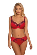 Soutien-gorge semi-mou à armatures Vena lingerie féminine dentelle noire rouge vif détails élégants maintien confortable femmes poitrine importante