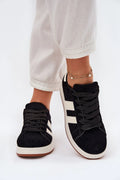 Chaussures de sport modernes pour femmes en daim noir style épuré semelle blanche confort maximal trendy occasion quotidienne taille ajustable design délicat amorti optimal matériau écologique tendance 2023 mode urbaine baskets féminines