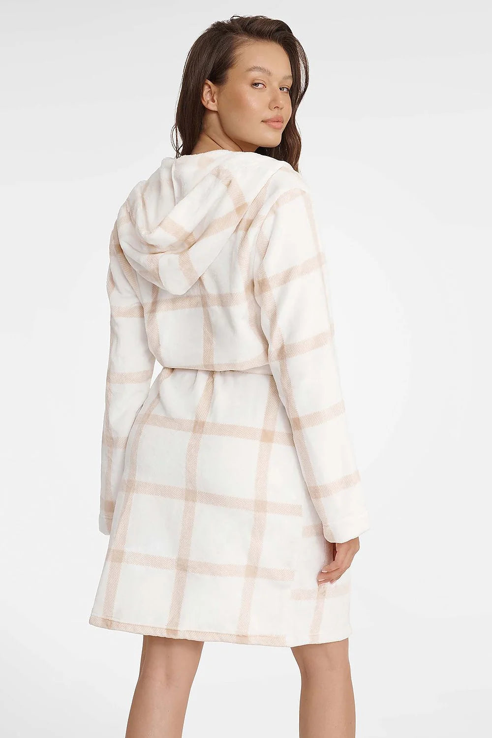 Peignoir Henderson robe de chambre femme design croisé capuche manches longues polyester doux confort home