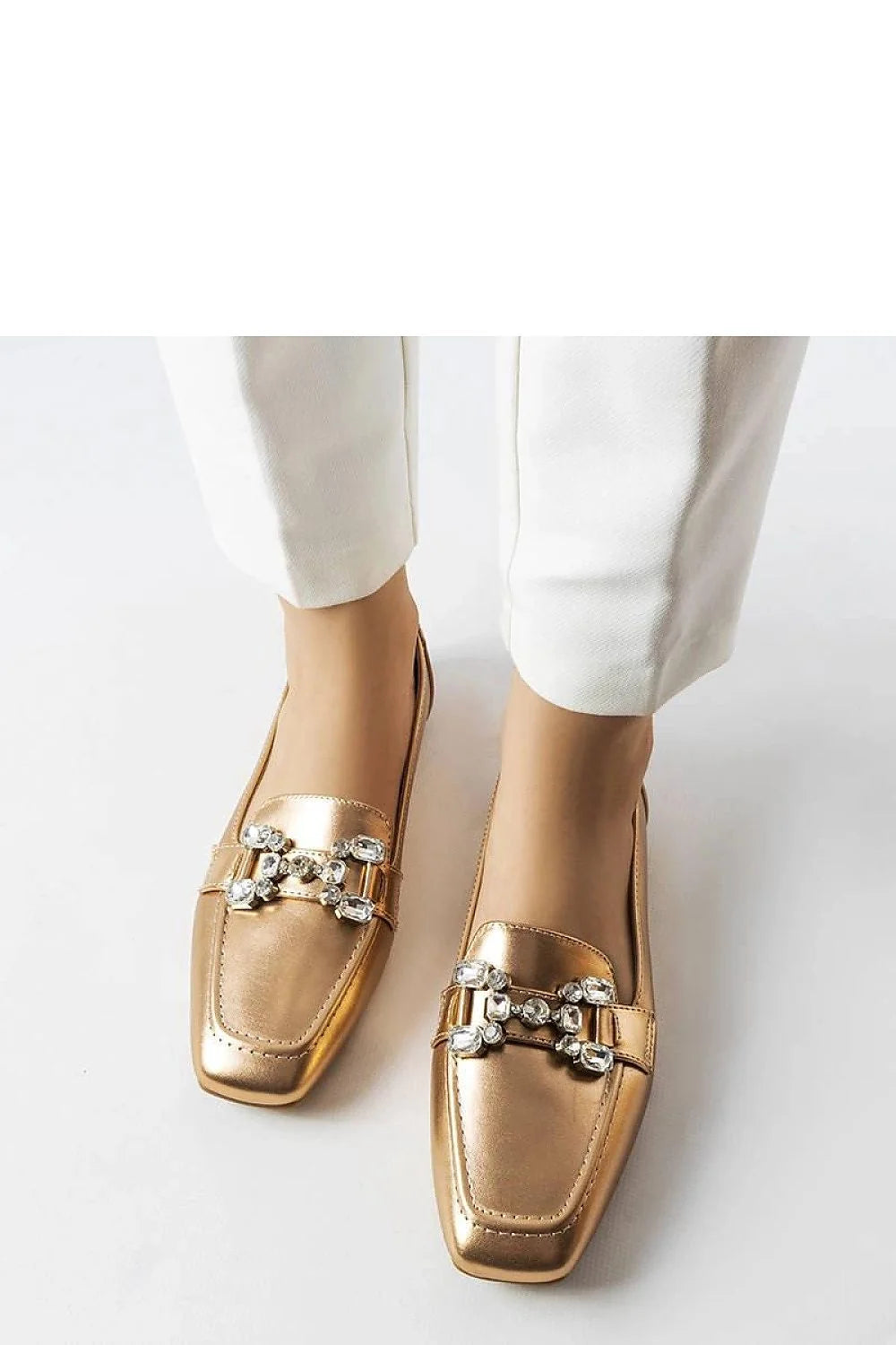 Moccasins Marechal classique moderne doré strass cuir écologique femmes été élégance confort portée facile