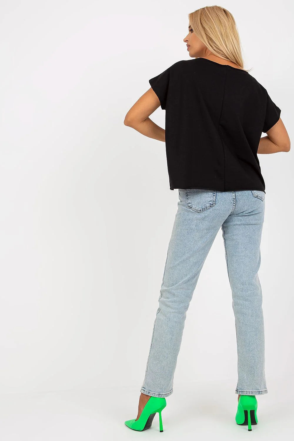 T-shirt femme moderne loose fit manches courtes graphique Feel beautiful anytime anywhere coton élasthanne rose vif look décontracté