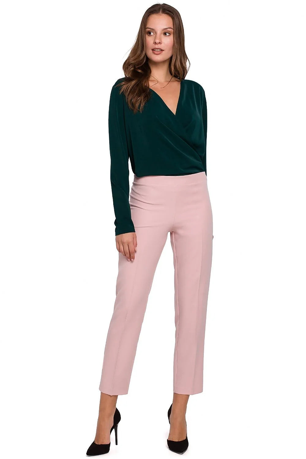 chemisier makover femme élégant sophistiqué confortable fluide polyester élasthanne enveloppe décolleté V manches longues tombé délicat