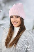 Bonnet d'hiver pour femmes en alpaga rose revers élégant confortable style classique polyvalent mode été hiver