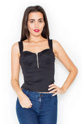 Bustier noir en tissu opaque chic et élégant avec fermeture éclair pour femme tendance et moderne