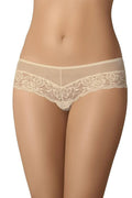 Culotte brésilienne dentelle florale couleur beige clair femme élégance confort respirant maintien doux hanches flatteur occasion spéciale