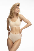Julimex Infinity soutiengorge sanscoutures microfibre elasthanne polyamide maintienferme secondepeau bretelleslarges bonnetsmoulés lasercut invisible beige galbante confortable