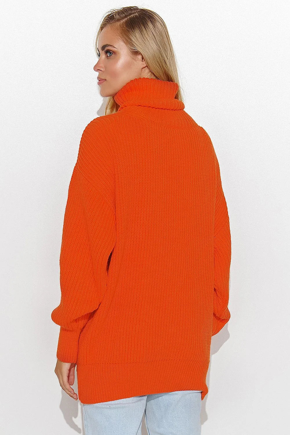 Pull féminin col roulé Makadamia en maille côtelée manches longues couleur vif femme